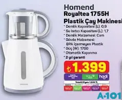 HOMEND ROYALTEA 1755H PLASTİK ÇAY MAKİNESİ